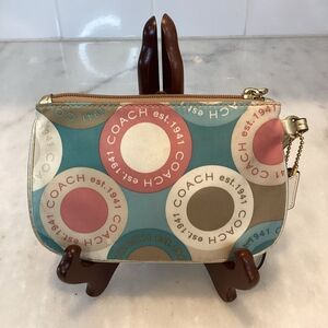 Coach Wristlet Bag Purse Signature Snaphead Logo Pastel Pouch Clutch Wallet
